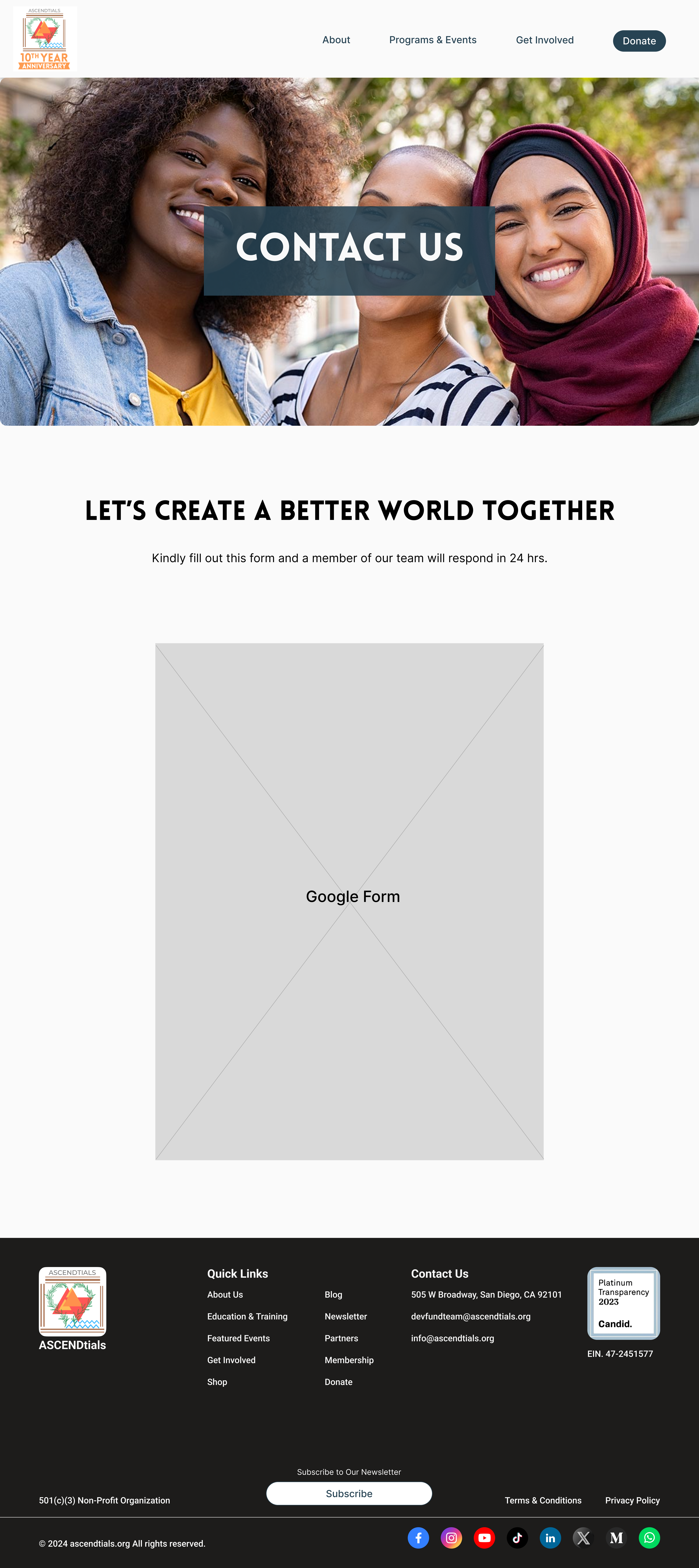 Contact Us page — original design